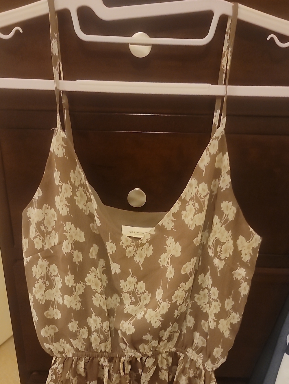 Grade & Gather Womens Floral Chiffon Ruffle Hem V-neck Cami Tank Size Small
